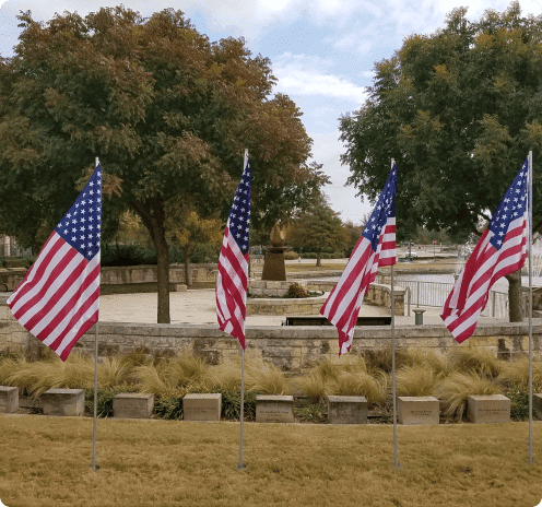 American Flags at the Veterans Memorial